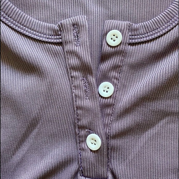 SHEIN purple henley crop long sleeve - Picture 2 of 3